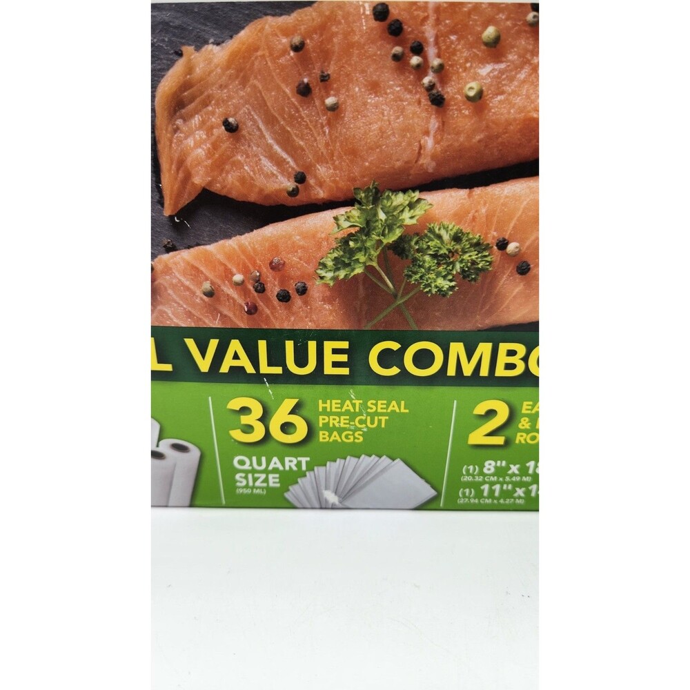 FoodSaver Special Value Vacuum Seal Combo Pack 8" & 11" Rolls 36 Pre-Cut Qt Bags - Picture 6 of 9